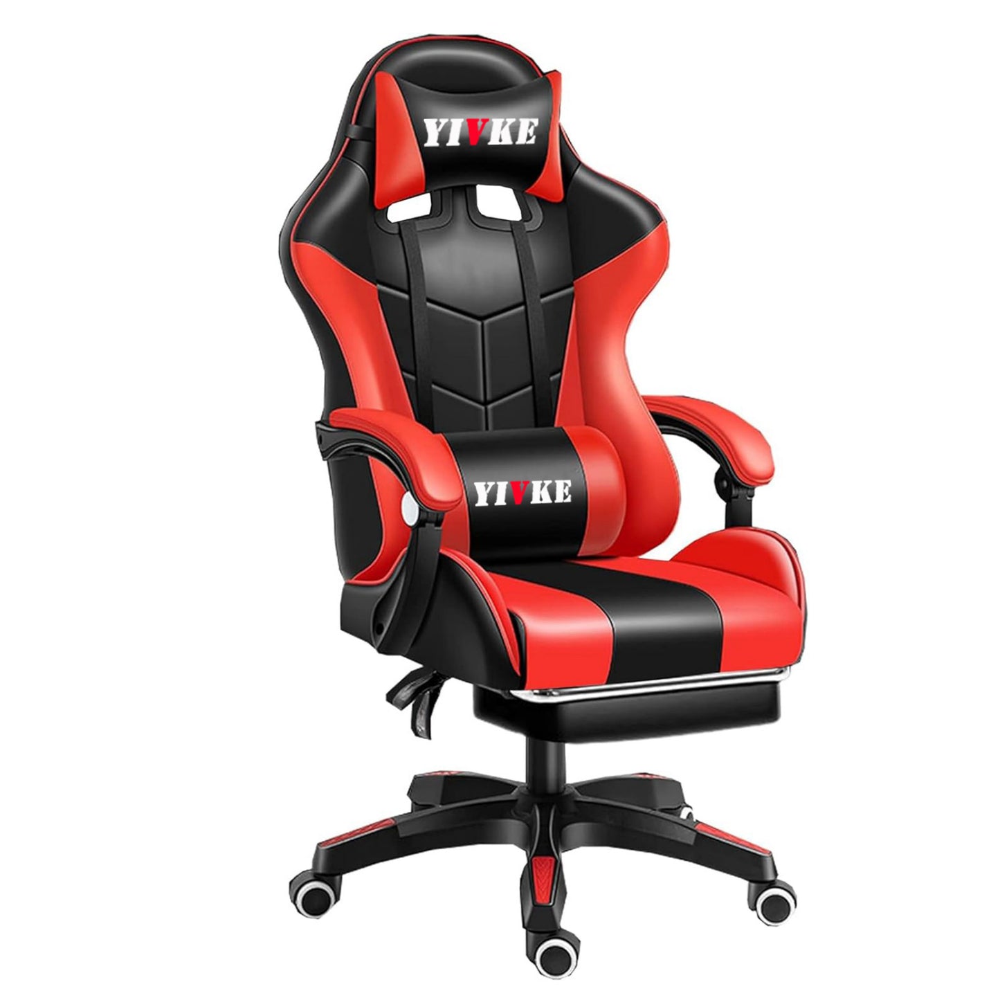 Chaise de jeu YT813 avec appui-tête et soutien lombaire, chaise de bureau de course en cuir PU, chaise de jeu haute réglable, conception ergonomique à angle de 135° avec repose-pieds