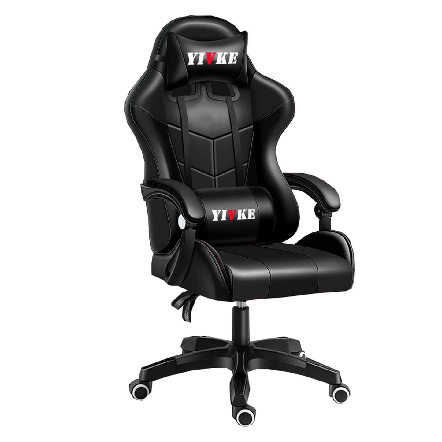 Chaise de jeu YT813 avec appui-tête et soutien lombaire, chaise de bureau de course en cuir PU, chaise de jeu haute réglable, conception ergonomique à angle de 135° avec repose-pieds