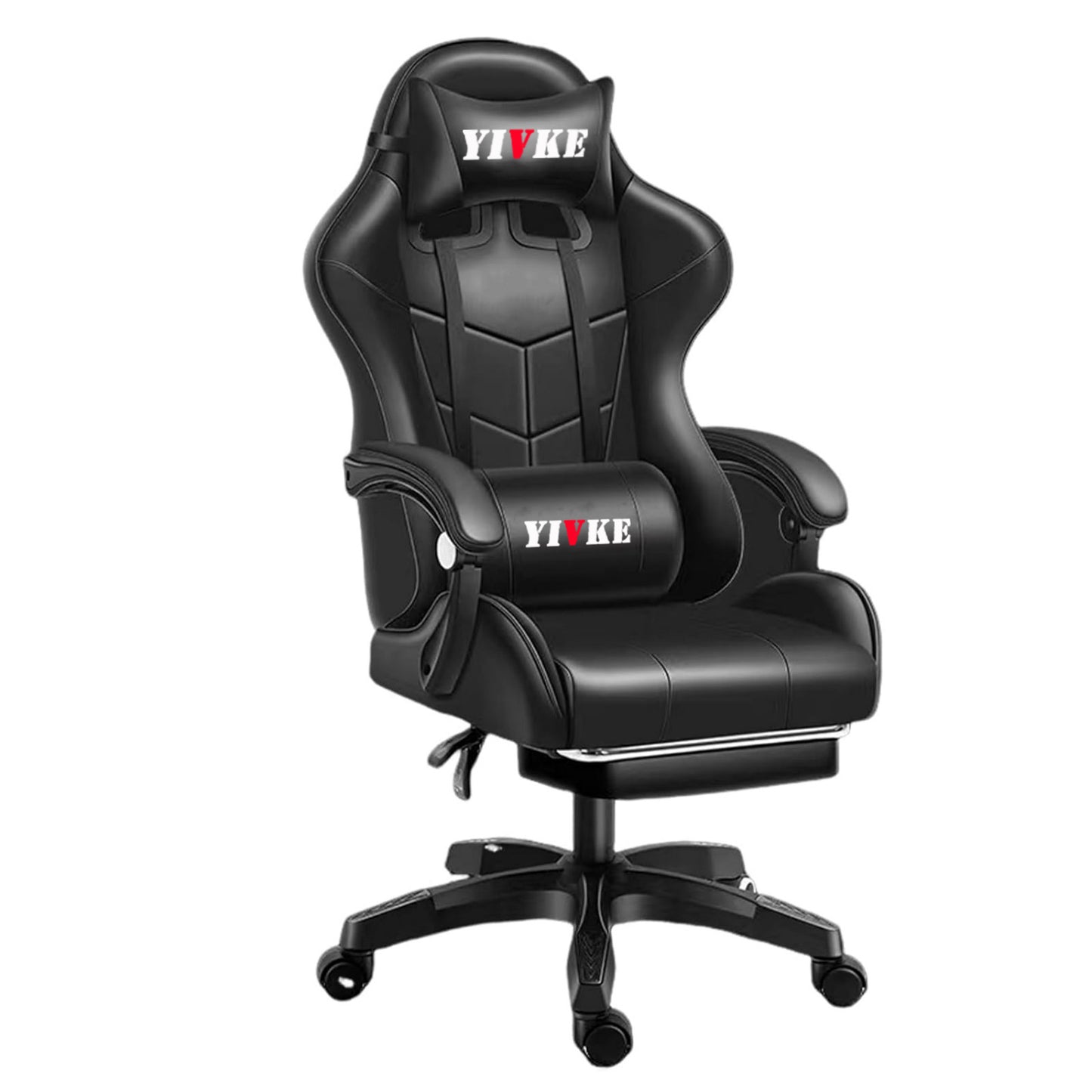 Chaise de jeu YT813 avec appui-tête et soutien lombaire, chaise de bureau de course en cuir PU, chaise de jeu haute réglable, conception ergonomique à angle de 135° avec repose-pieds