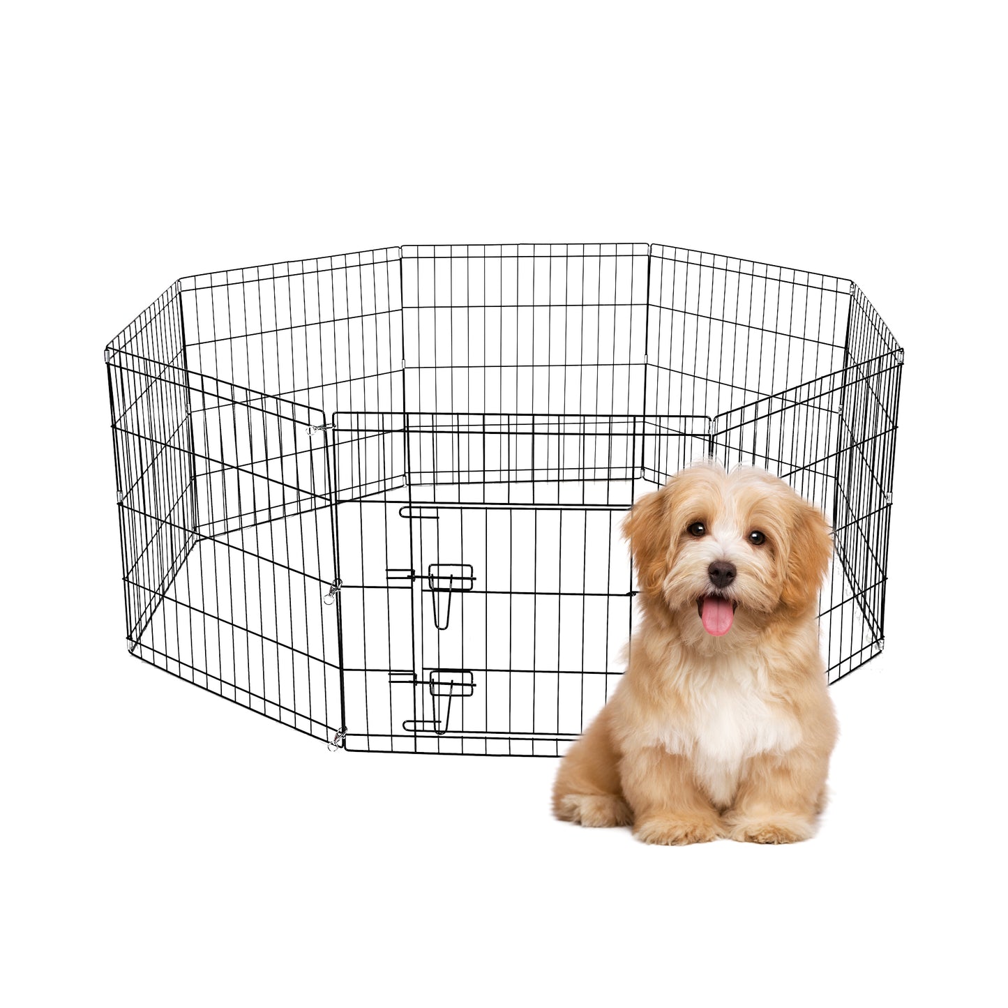 Parc pour chien Yivke, clôture d'exercice pliable en métal, avec barrière pour intérieur et extérieur, hauteur 122 cm, noir