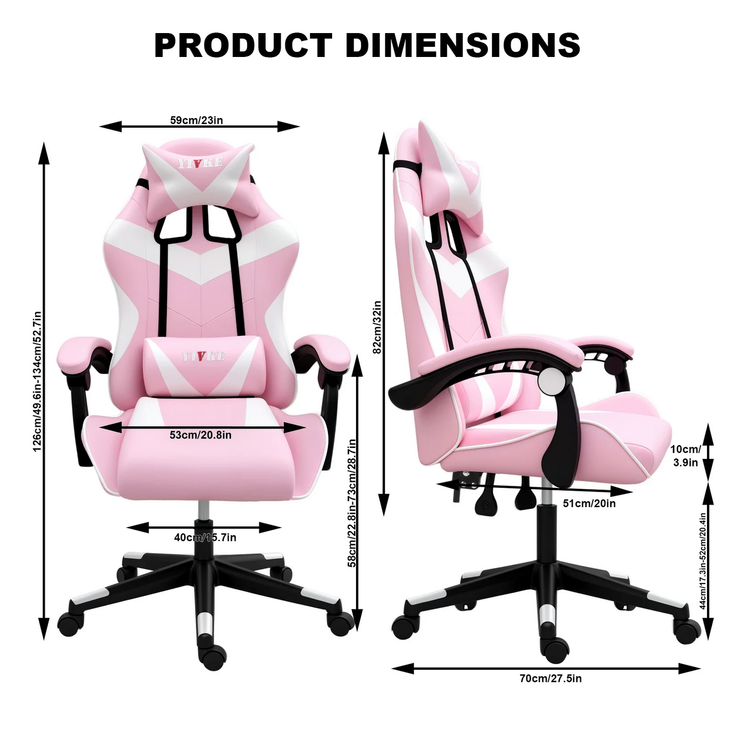 Chaise de jeu ergonomique Yivke YT208, style course