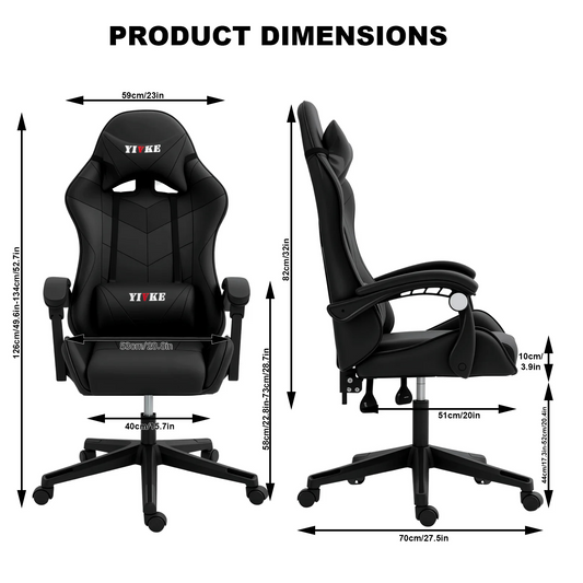 Chaise de jeu ergonomique Yivke YT208, style course