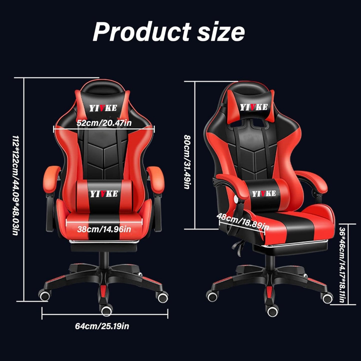 Chaise de jeu YT813 avec appui-tête et soutien lombaire, chaise de bureau de course en cuir PU, chaise de jeu haute réglable, conception ergonomique à angle de 135° avec repose-pieds