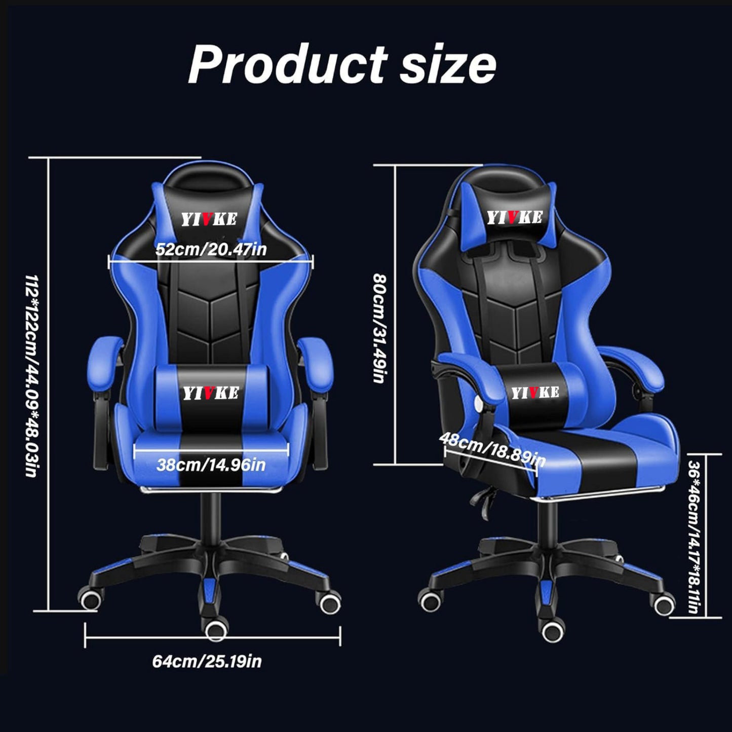 Chaise de jeu YT813 avec appui-tête et soutien lombaire, chaise de bureau de course en cuir PU, chaise de jeu haute réglable, conception ergonomique à angle de 135° avec repose-pieds
