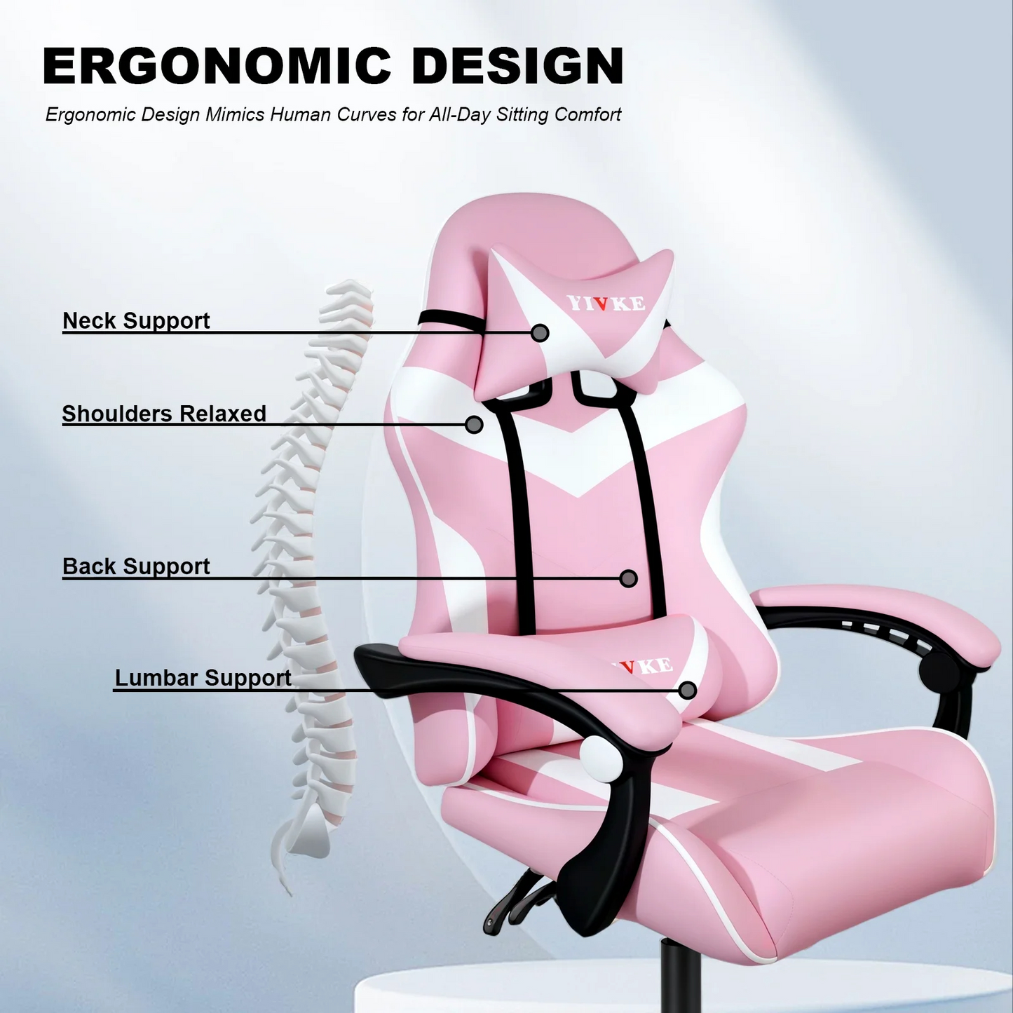 Chaise de jeu ergonomique Yivke YT208, style course