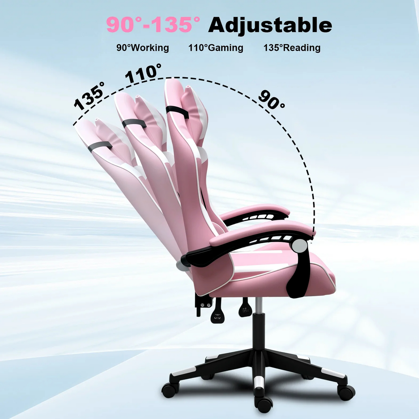 Chaise de jeu ergonomique Yivke YT208, style course