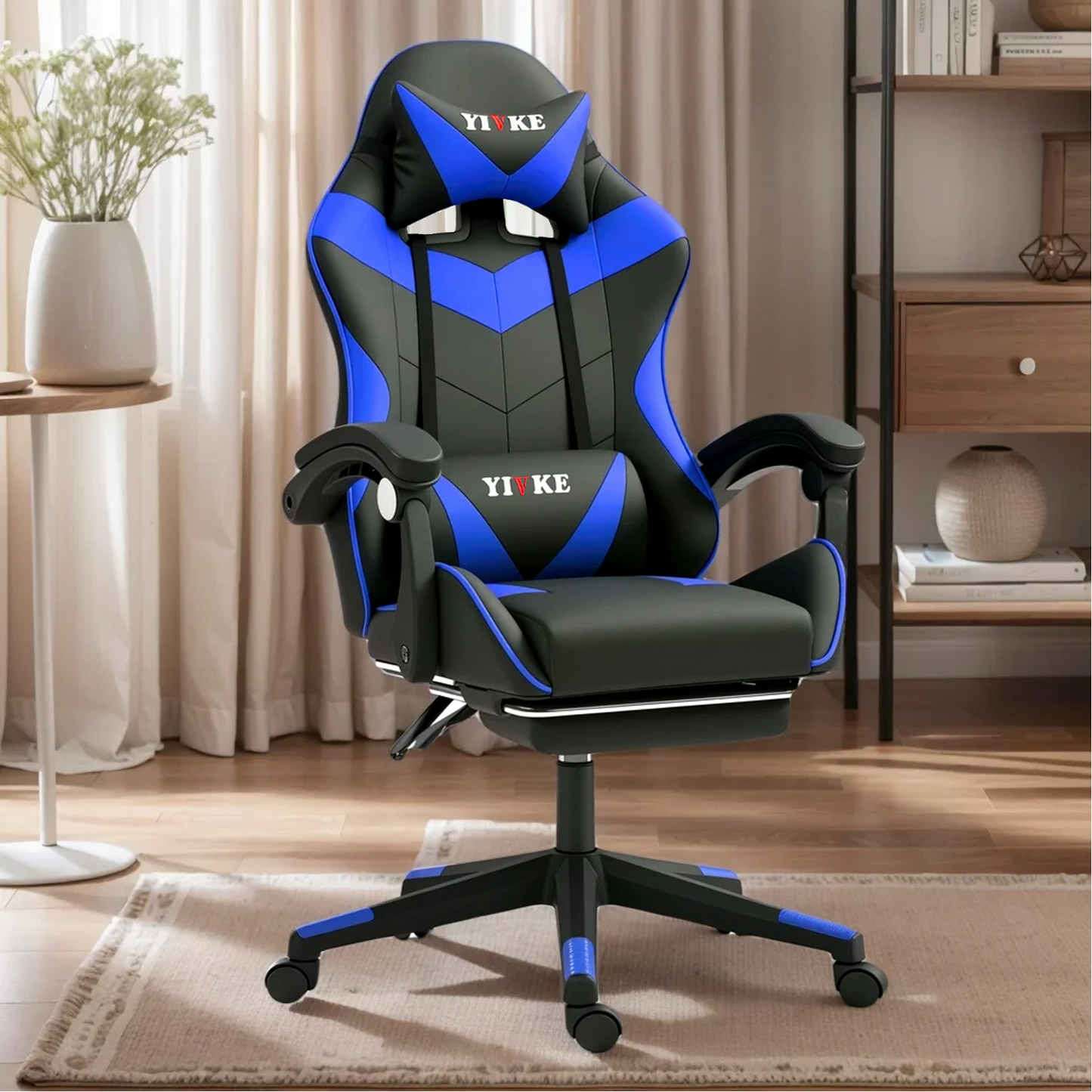 Chaise de jeu ergonomique Yivke, style course, avec repose-pieds – YT208F