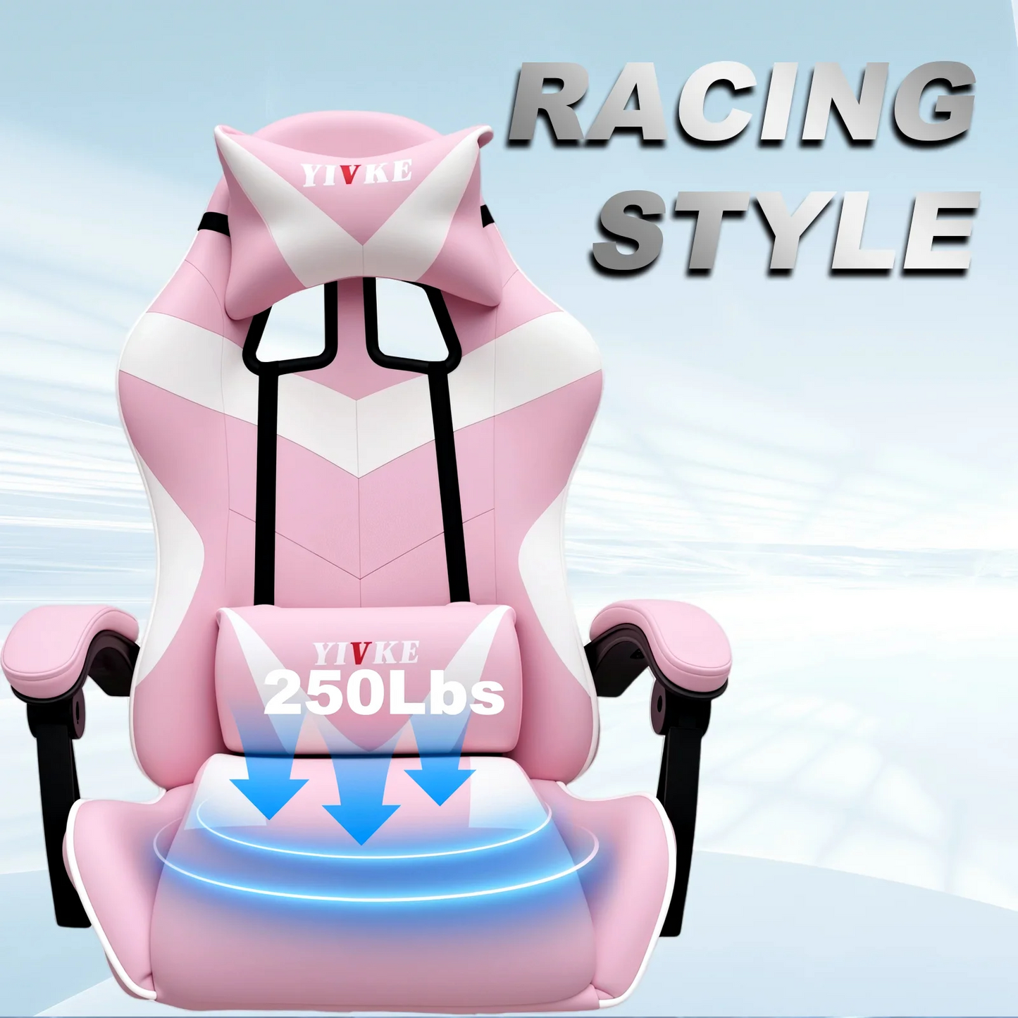 Chaise de jeu ergonomique Yivke YT208, style course