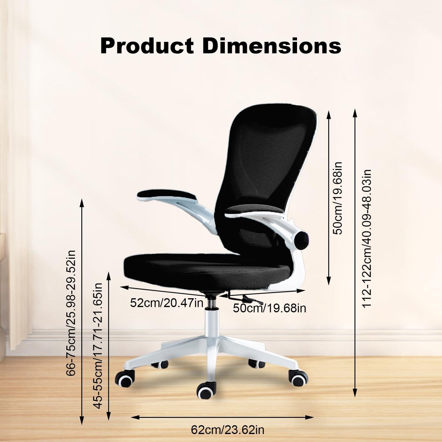 Chaise de bureau ergonomique pivotante à dossier moyen en maille YT-030, avec roulettes, soutien lombaire confortable pour la maison, la chambre, le bureau, les étudiants et les adultes.
