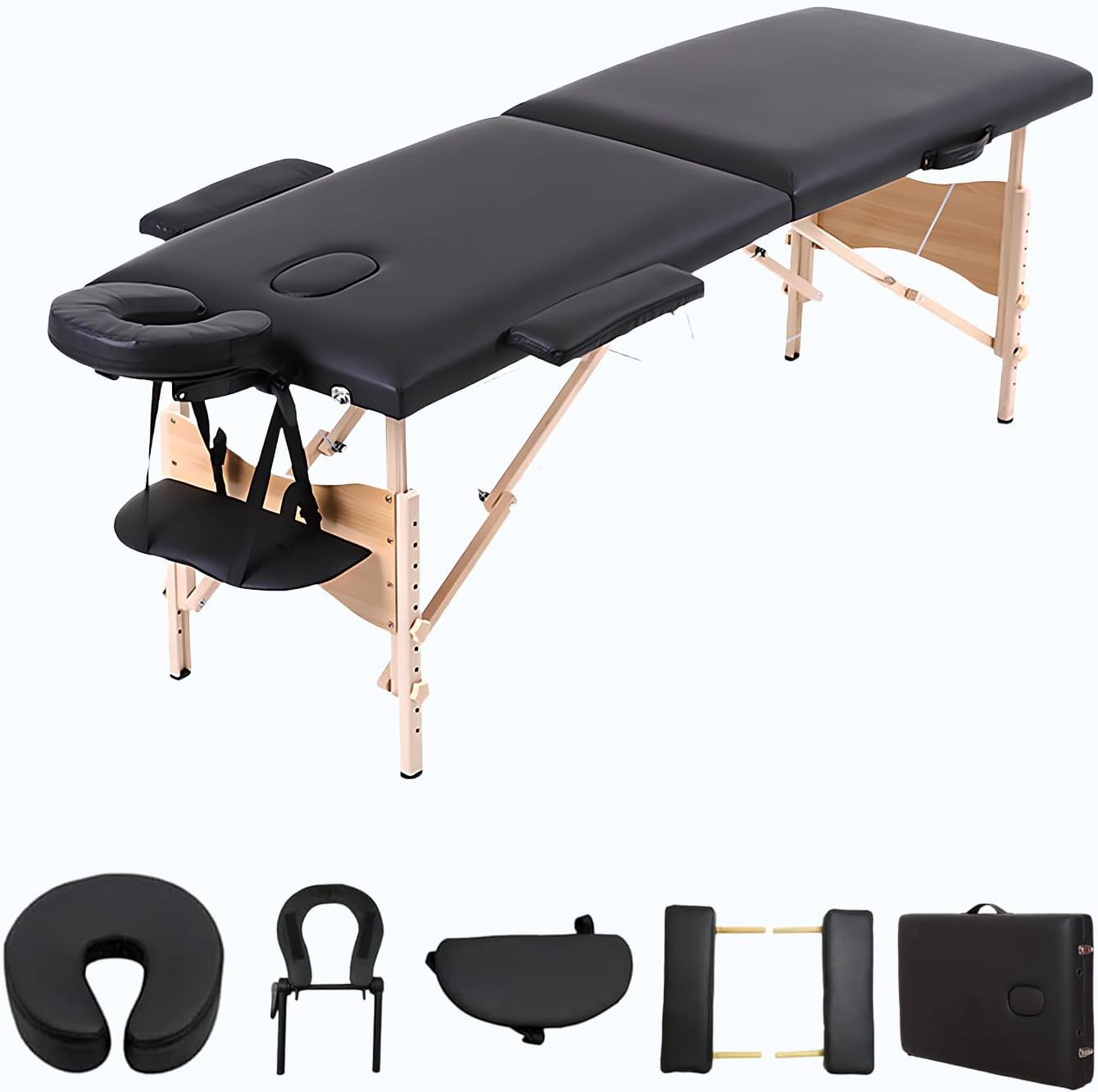 Yivke 72.8" Massage Table, Portable Massage Bed, 450LBS Capacity, One-Hand Portable, 24"-34.6" Adjustable Height for Lash/Facial/Message