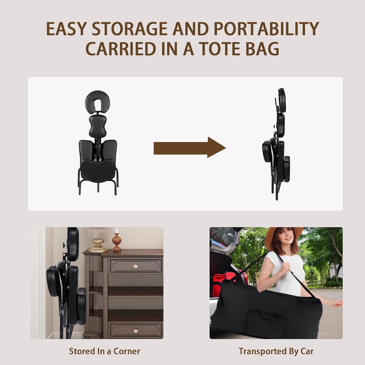 Yivke Portable Massage Chair-Ergonomically, Folding Massage Chair, Supports up to 600lbs-Portable Tattoo Chair