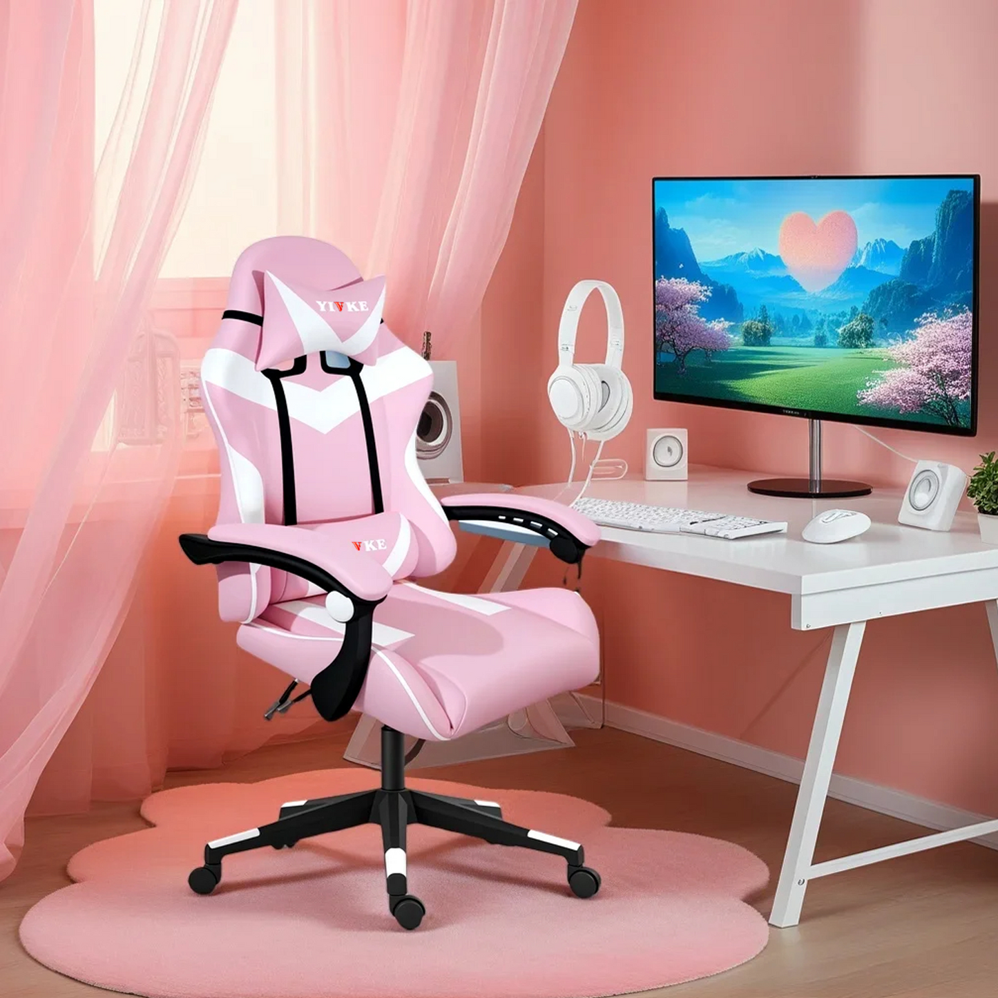 Chaise de jeu ergonomique Yivke YT208, style course