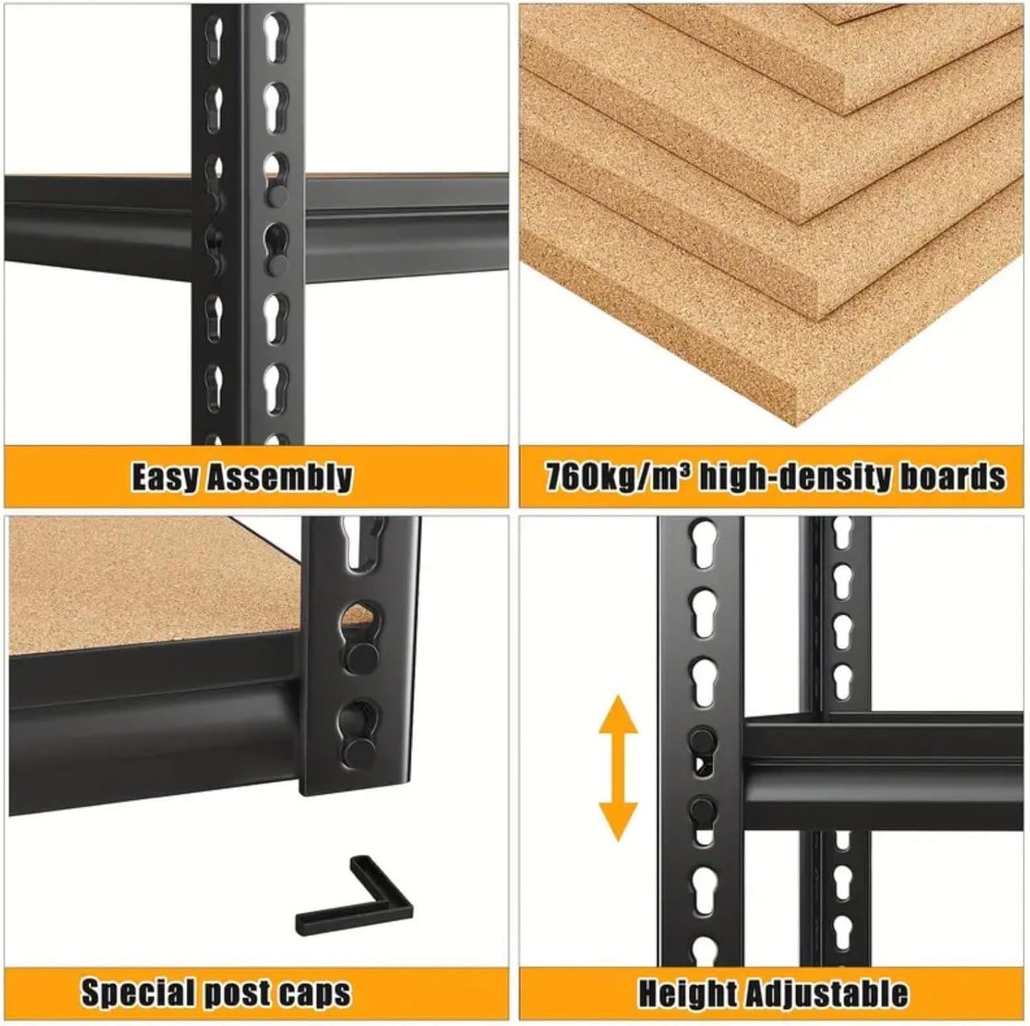 Étagères de rangement à 5 niveaux pour commerce électronique, étagères métalliques réglables, étagères de garage robustes, étagères utilitaires pour entrepôt, garde-manger, placard, 72" H x 35,5" L x 15,8" P