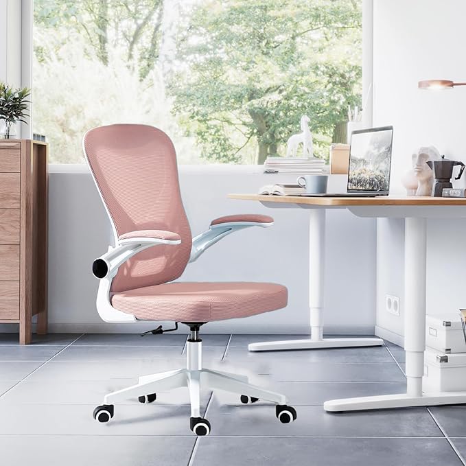 Chaise de bureau ergonomique pivotante à dossier moyen en maille YT-030, avec roulettes, soutien lombaire confortable pour la maison, la chambre, le bureau, les étudiants et les adultes.