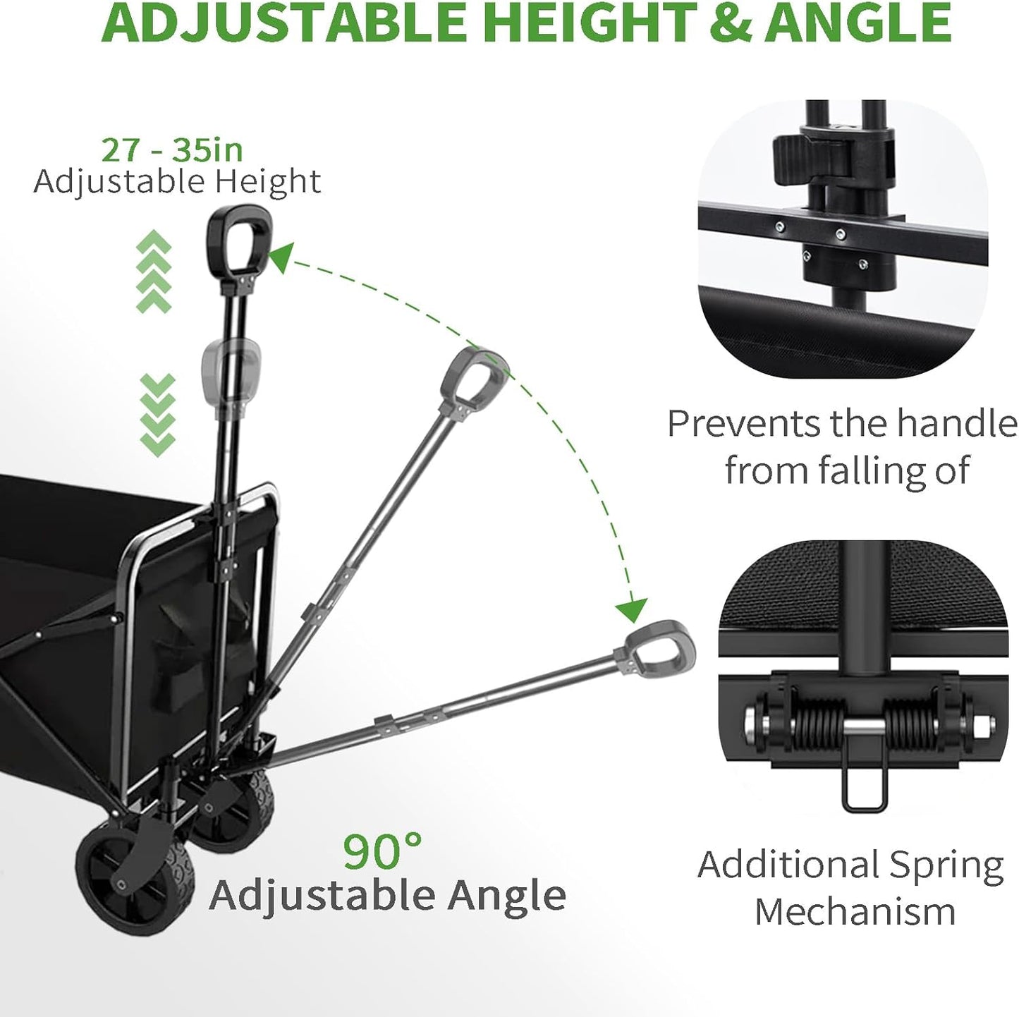 Yivke Cart Heavy Duty Foldable for Outdoor, Camp Cart Folding Wagon Camping, Utility Grocery Wagon with Side Pocket and Brakes for Shopping, Sports, Camping and Garden, Heavy Duty Beach Wagon