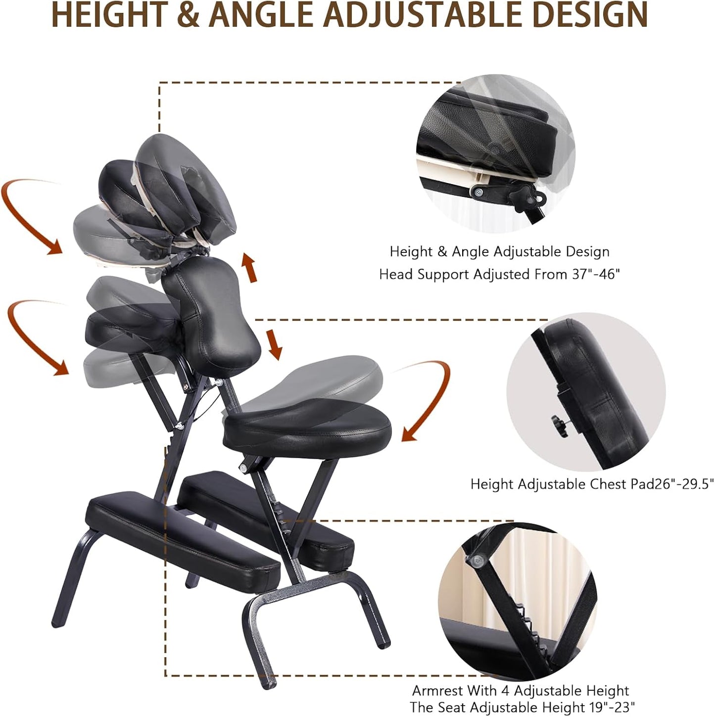 Yivke Portable Massage Chair-Ergonomically, Folding Massage Chair, Supports up to 600lbs-Portable Tattoo Chair