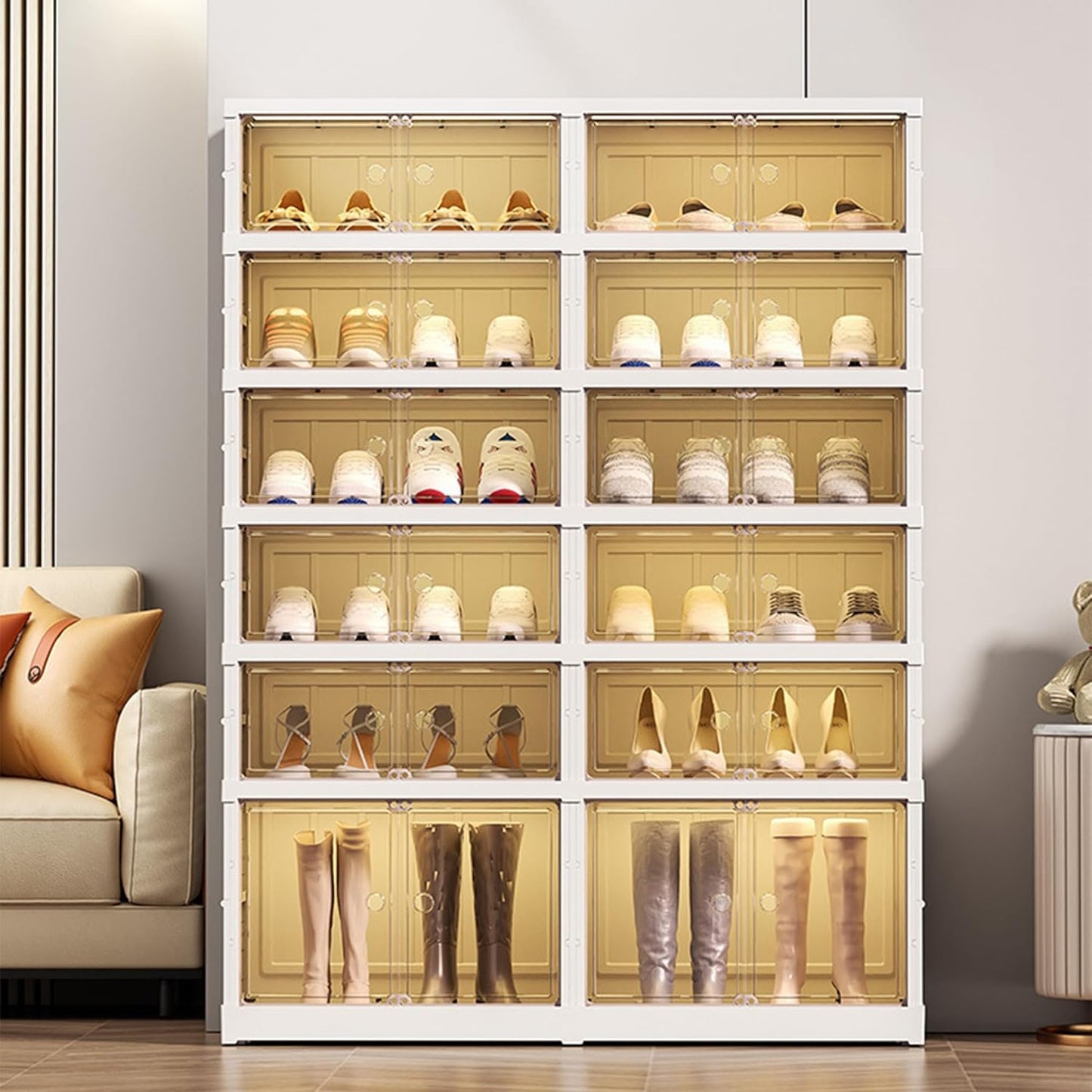 Meuble de rangement à chaussures avec porte, étagères à chaussures pliables et élégantes pour placard, chambre, couloir et chambre à coucher