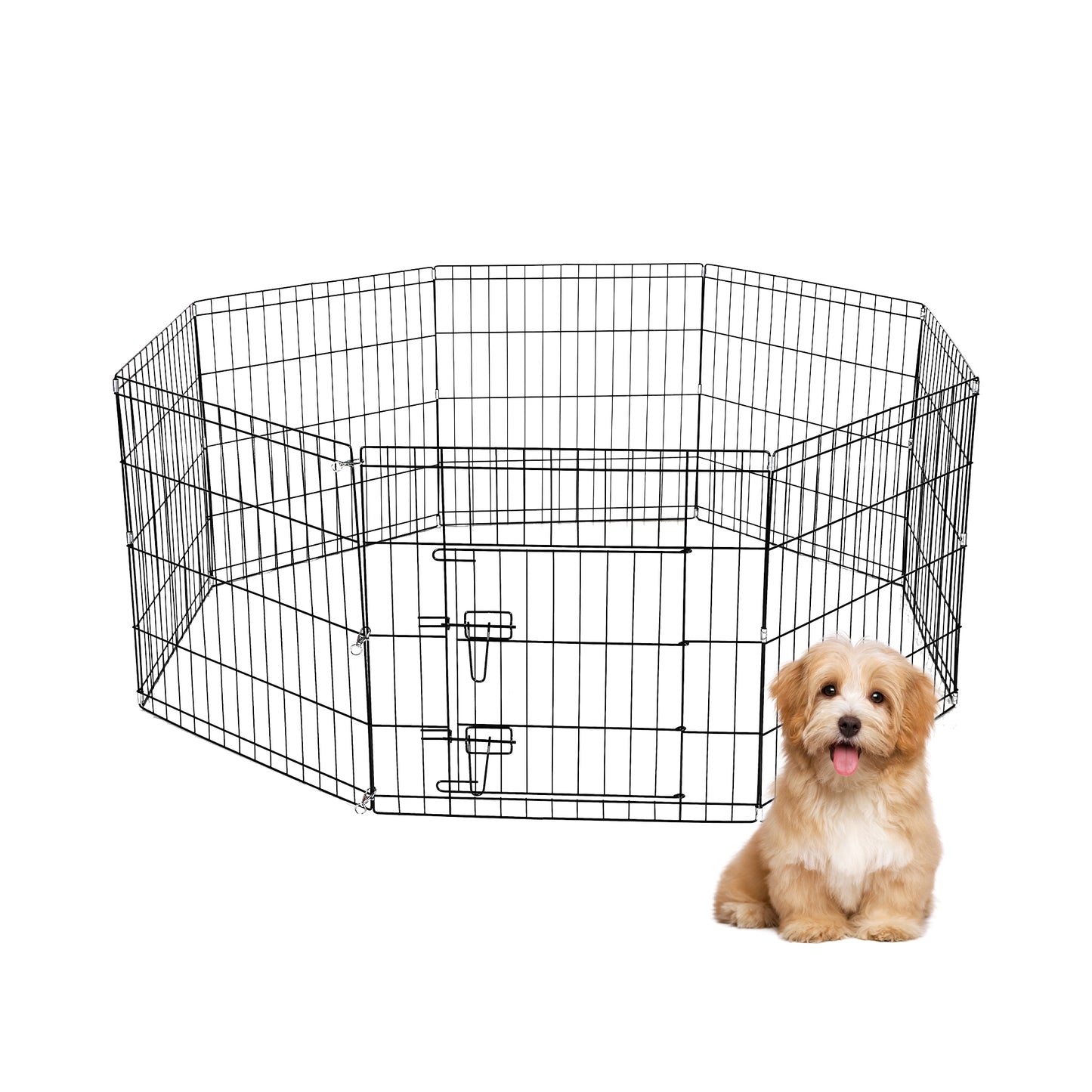 Parc pour chien Yivke, clôture d'exercice pliable en métal, avec barrière pour intérieur et extérieur, hauteur 122 cm, noir