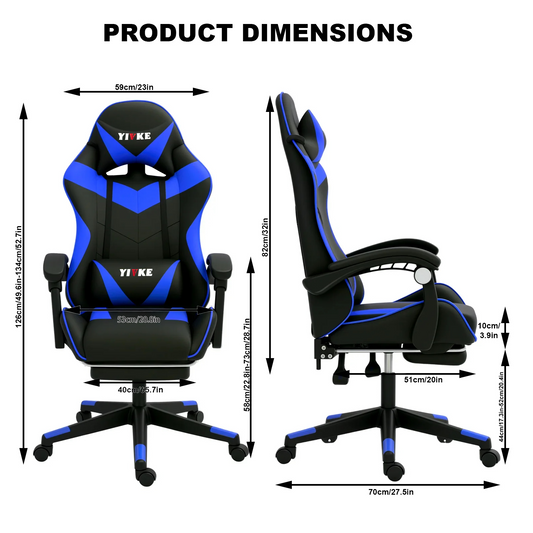 Chaise de jeu ergonomique Yivke, style course, avec repose-pieds – YT208F 