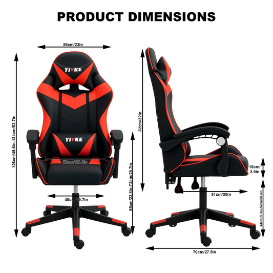 Chaise de jeu ergonomique Yivke YT208, style course 