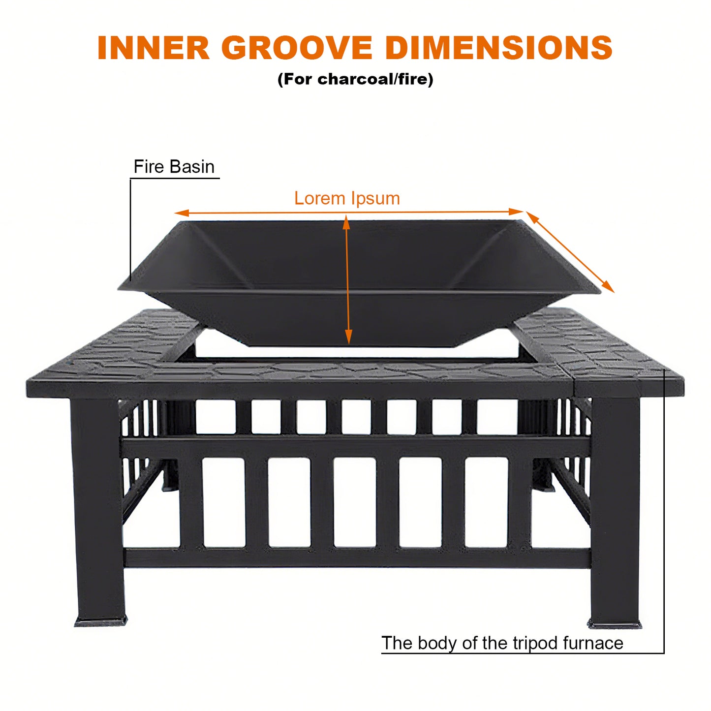 32" Fire Pit Table for Outside,Outdoor Fire Pit Square Wood Burning with Spark Screen Fire Poker for Camping,Backyard,Patio(Black)