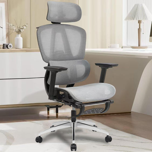 Yivke Newest Ergonomic Office Chair, 3D Armrests 3-Position Adjustable Backrest & Headrests Computer Gaming Chair with Adaptive Lumbar Support Rollerblade Wheels Breathable Mesh Chair for Home Office