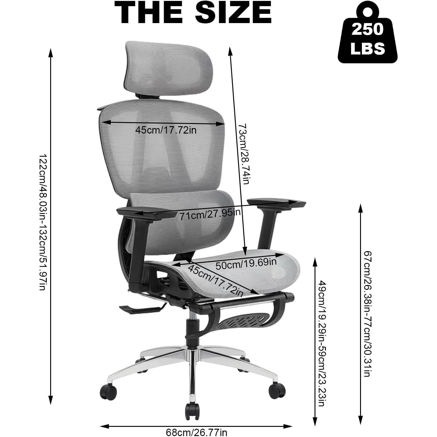 Yivke Newest Ergonomic Office Chair, 3D Armrests 3-Position Adjustable Backrest & Headrests Computer Gaming Chair with Adaptive Lumbar Support Rollerblade Wheels Breathable Mesh Chair for Home Office