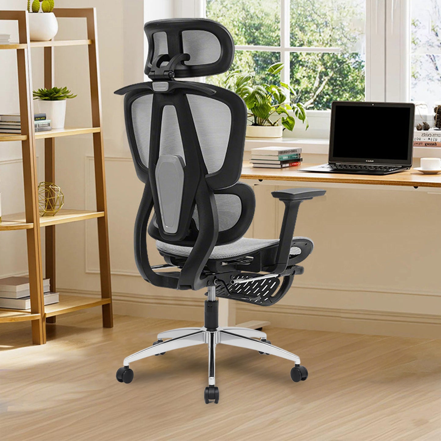 Yivke Newest Ergonomic Office Chair, 3D Armrests 3-Position Adjustable Backrest & Headrests Computer Gaming Chair with Adaptive Lumbar Support Rollerblade Wheels Breathable Mesh Chair for Home Office