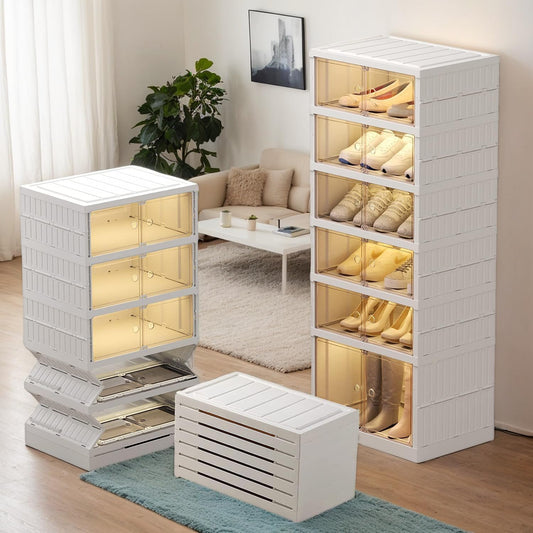 Meuble de rangement à chaussures avec porte, étagères à chaussures pliables et élégantes pour placard, chambre, couloir et chambre à coucher 
