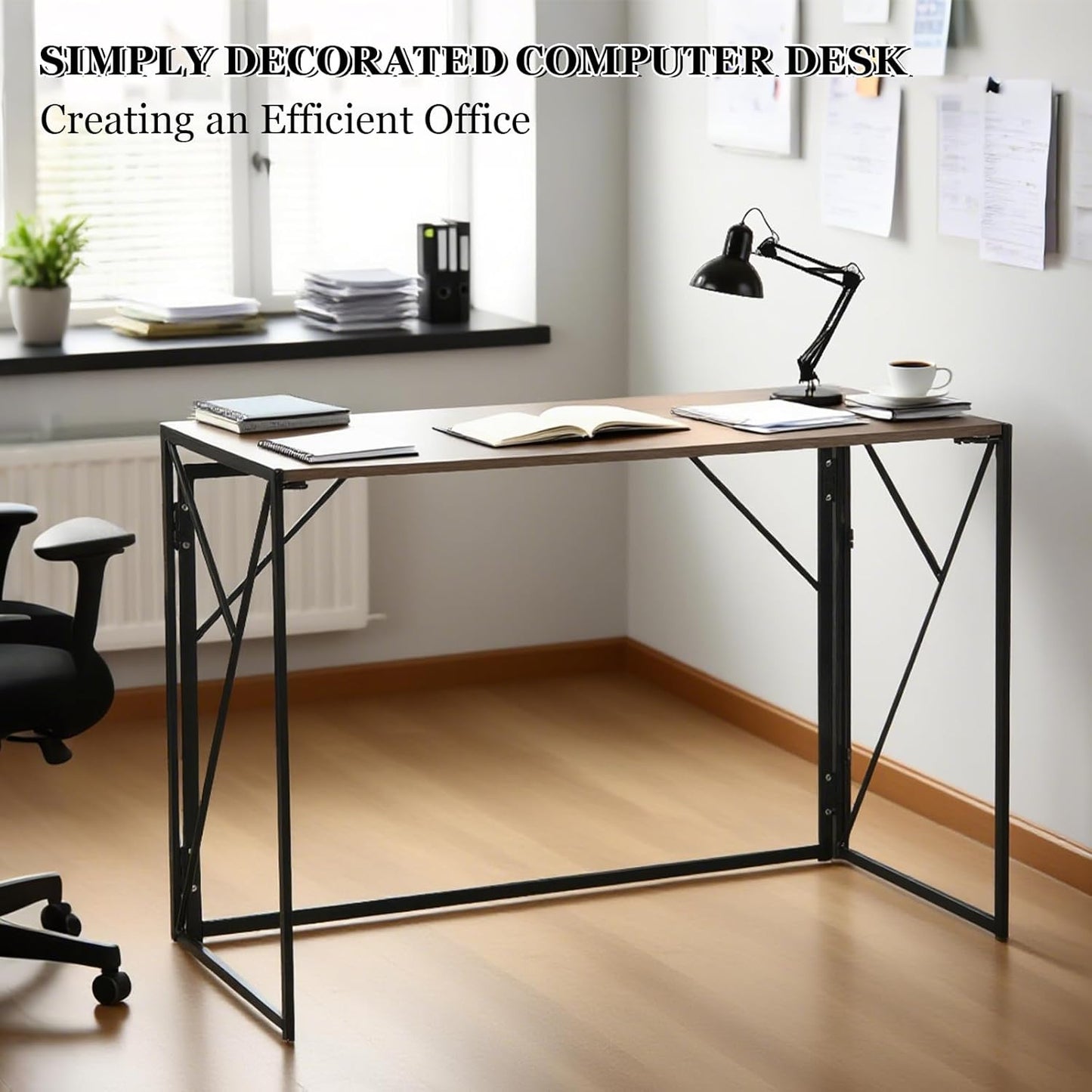 Yivke Folding Computer Desk, 100 x 50 x 75 cm, Space-Saving Study Table, Portable Home Office Desk with Steel Frame