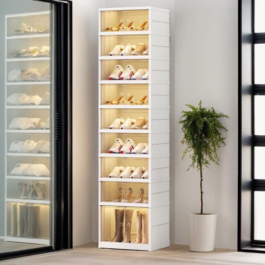Meuble de rangement à chaussures avec porte, étagères à chaussures pliables et élégantes pour placard, chambre, couloir et chambre à coucher 
