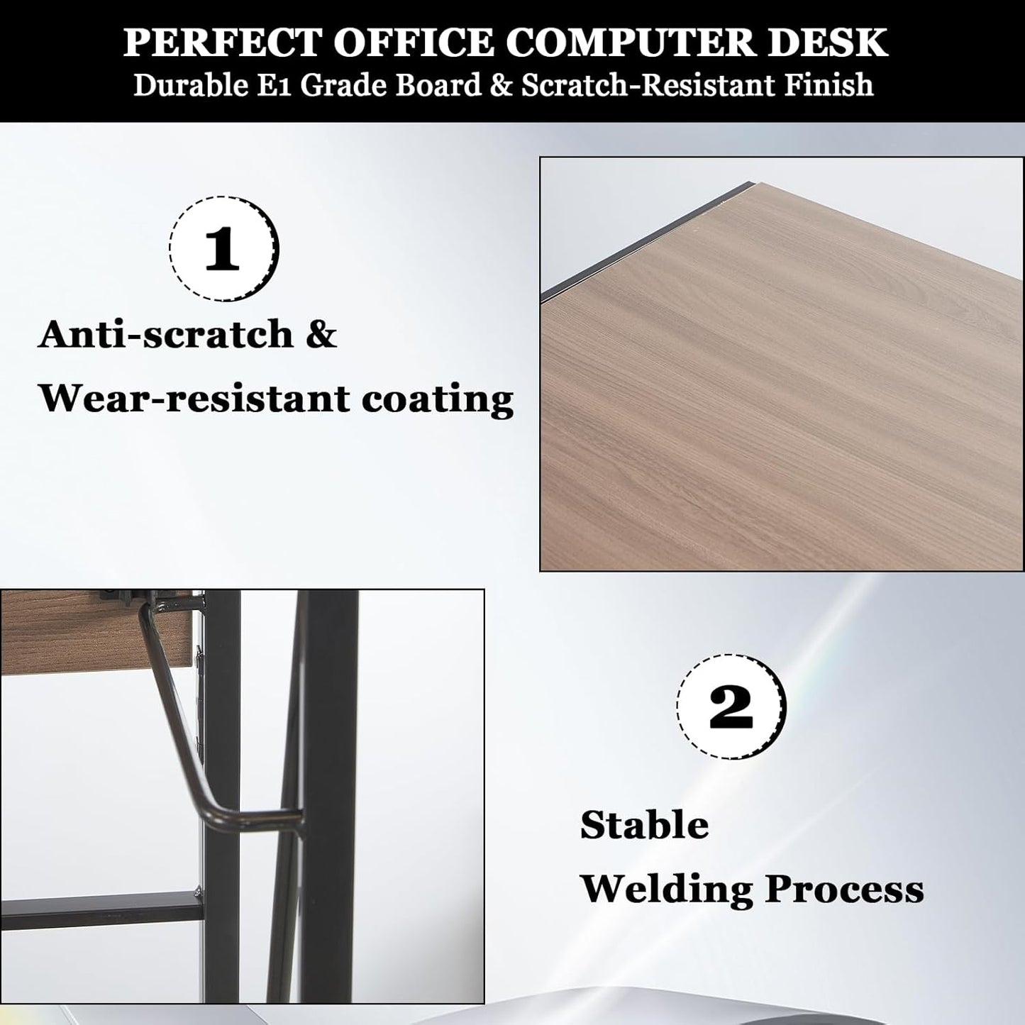 Yivke Folding Computer Desk, 100 x 50 x 75 cm, Space-Saving Study Table, Portable Home Office Desk with Steel Frame