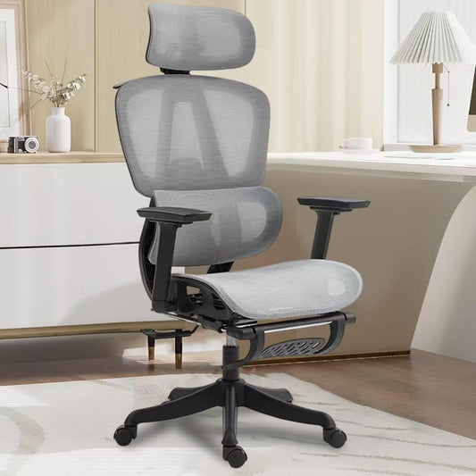 Chaise de bureau ergonomique Yivke, accoudoirs 3D, dossier et appuie-tête réglables en 3 positions, chaise de jeu avec support lombaire adaptatif, roulettes à roulettes, chaise en maille respirante pour le bureau à domicile